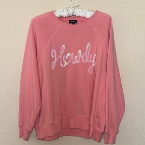 Pink Sweatshirt with Shimmering Text